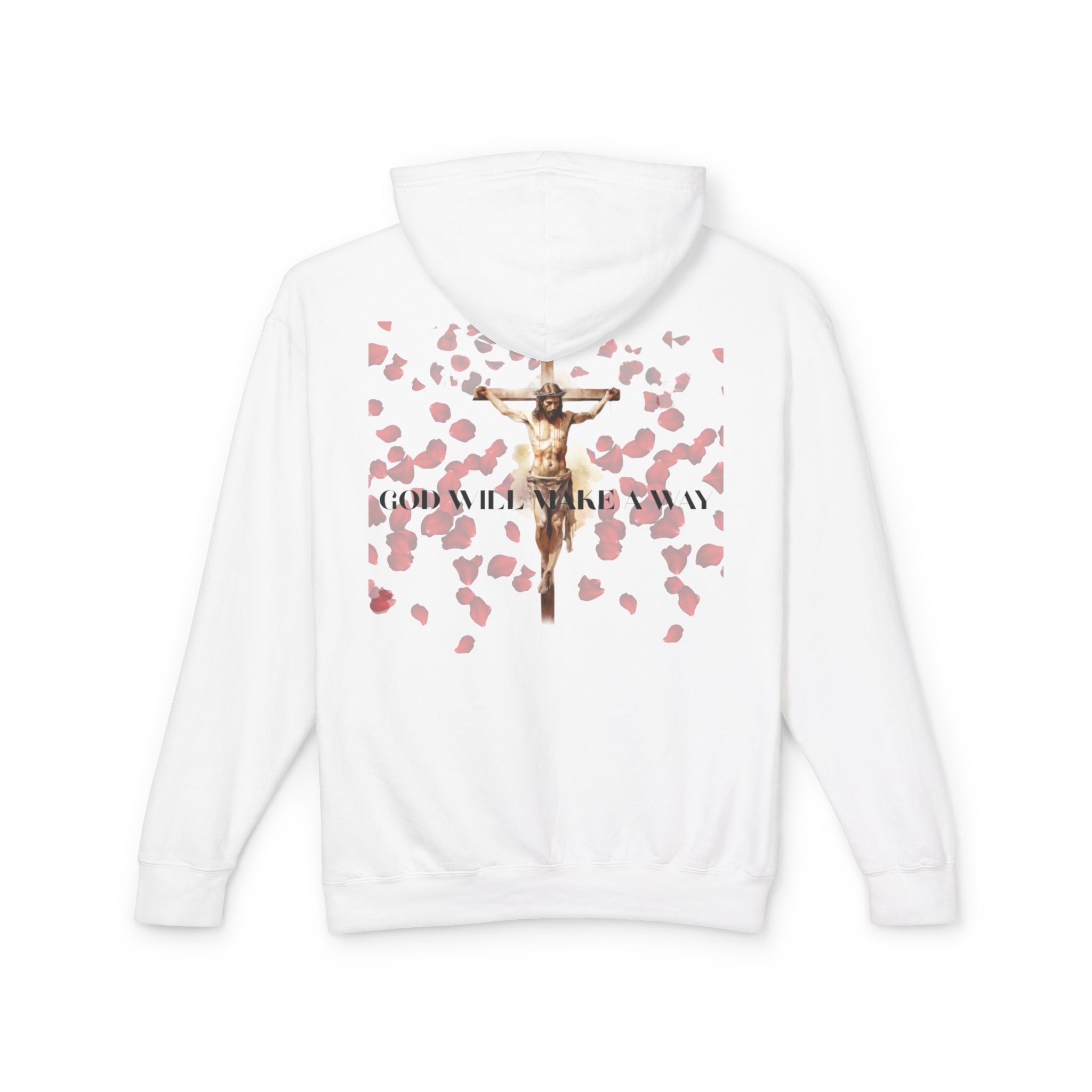 Crucifix Rose Petals Hoodie — Religious Faith Pullover