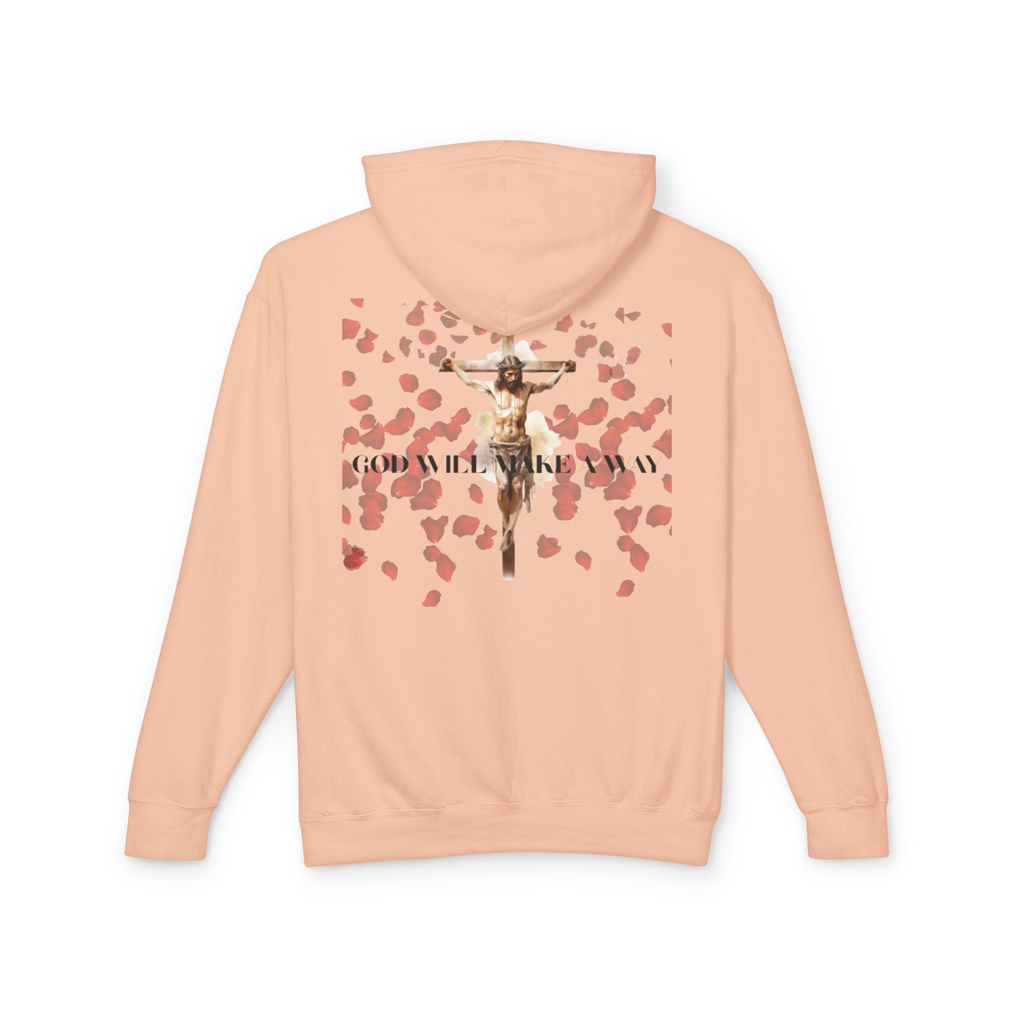Crucifix Rose Petals Hoodie — Religious Faith Pullover