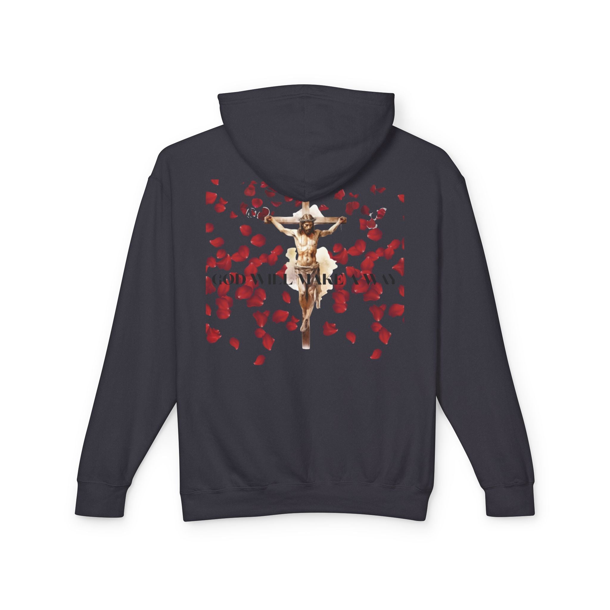 Crucifix Rose Petals Hoodie — Religious Faith Pullover