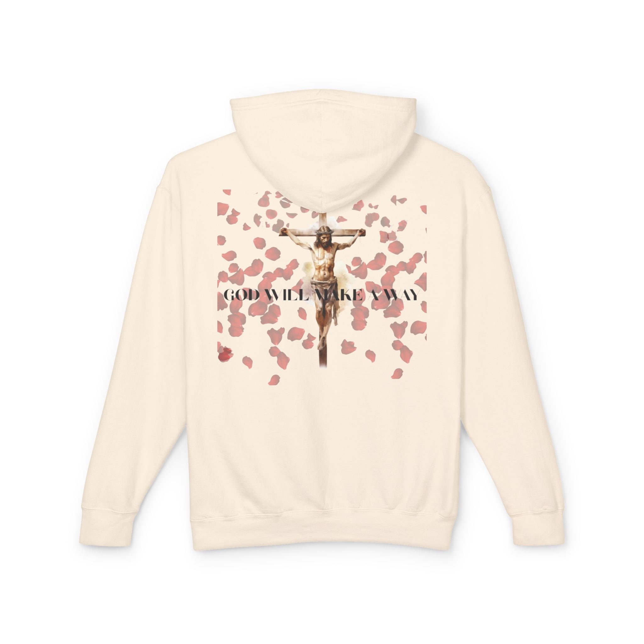 Crucifix Rose Petals Hoodie — Religious Faith Pullover